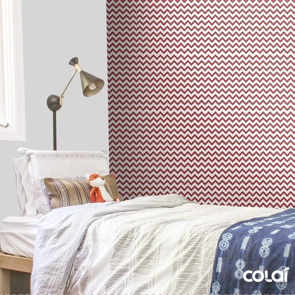 Papel De Parede Lavável Chevron Triangulares Vermelhas 12m - 3