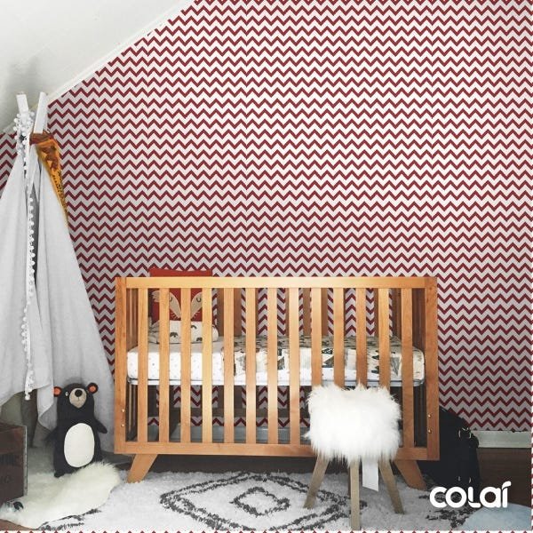 Papel De Parede Lavável Chevron Triangulares Vermelhas 12m - 5