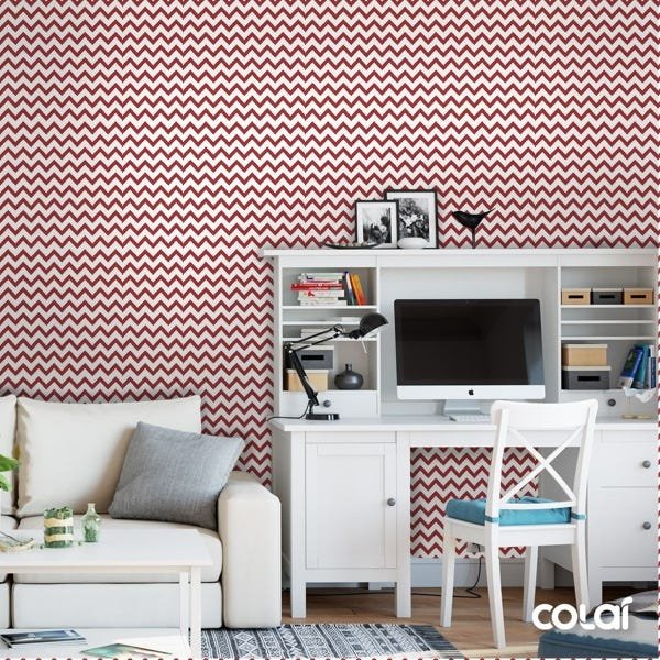 Papel De Parede Lavável Chevron Triangulares Vermelhas 12m - 4