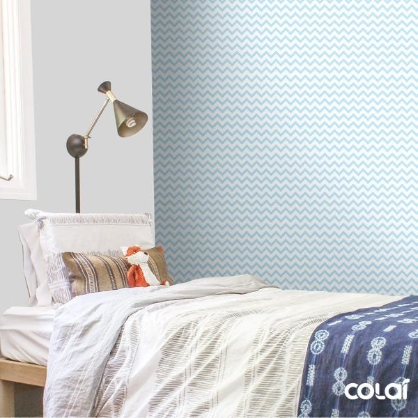 Papel De Parede Adesivo Lavável Chevron Azul Claro 9m - 3