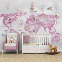 Ver imagem 4 de Papel de parede infantil Mapa Mundi para quarto de bebê M² PP66