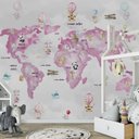Ver imagem 2 de Papel de parede infantil Mapa Mundi para quarto de bebê M² PP66