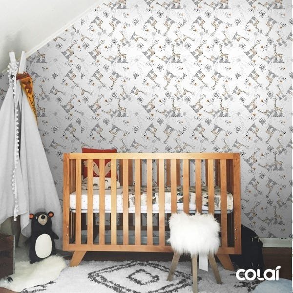 Papel de Parede Adesivo Lavável Girafas de Botas 12m - 3