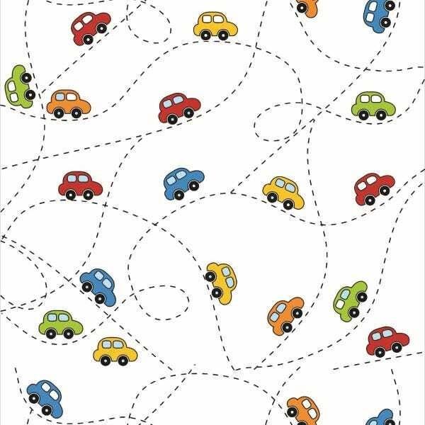 Papel de Parede Adesivo Lavável Carros Coloridos - 1