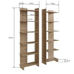 Estante Livreiro De Canto 6 Prateleiras EST140 Oak - Completa Móveis - 3