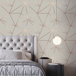 Papel De Parede Geométrico Cinza Rosê Dourado Efeito 3d Sala Quarto Cozinha 9m - 3