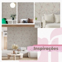 Papel De Parede Geométrico Cinza Rosê Dourado Para Sala Quarto 3m - 5