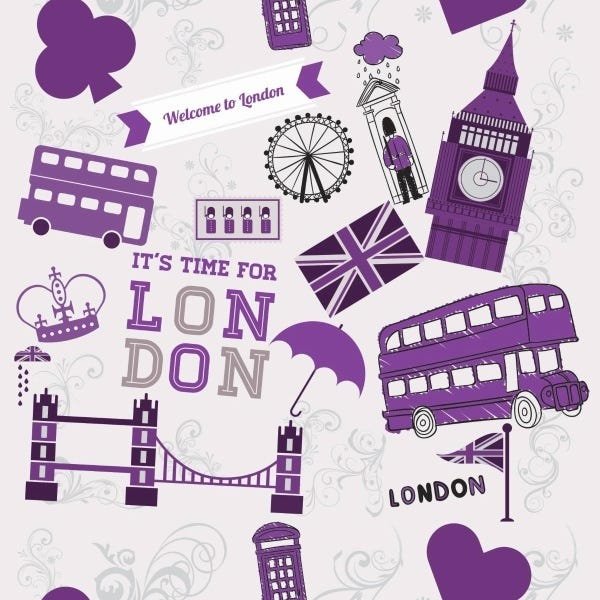 Papel De Parede Adesivo Lavável Londres Roxa 18m - 1