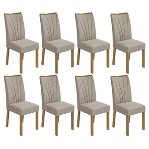 Conjunto 8 Cadeiras Apogeu Amêndoa/Veludo Creme - Móveis Lopas