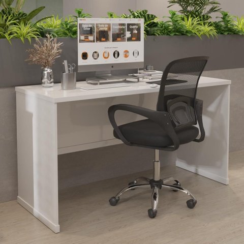 Mesa de Escritório Office Tampo Mdp 25mm Berlin - Vianossa - Branco
