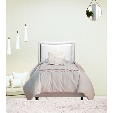 Cabeceira Solteiro Estofada Deluxe Reta Branca Corino 90x60