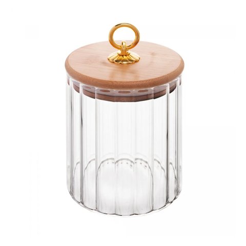 Pote de Vidro com Tampa de Bambu Classic 510ml