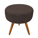 Ver imagem 6 de Kit 2 Poltronas e 2 Puffs Banqueta Redonda Nina Veludo Pés Palito Castanho - Pallazio - Marrom