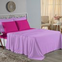 Ver imagem 1 de Jogo de Cama Casal Viúva Nobre 4 Peças Malha 100% Algodão - Lilás / Pink