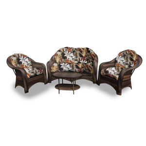 Conjunto de Sofá Fibra Sintética Janaína - 1 Sofá 2L + 2 Poltronas + 1 Mesa Centro - Tecido Revieira