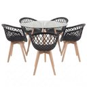 Ver imagem 2 de Kit Mesa Eames Vidro 110cm + 5 Cadeiras Web Wood - Seat&Co