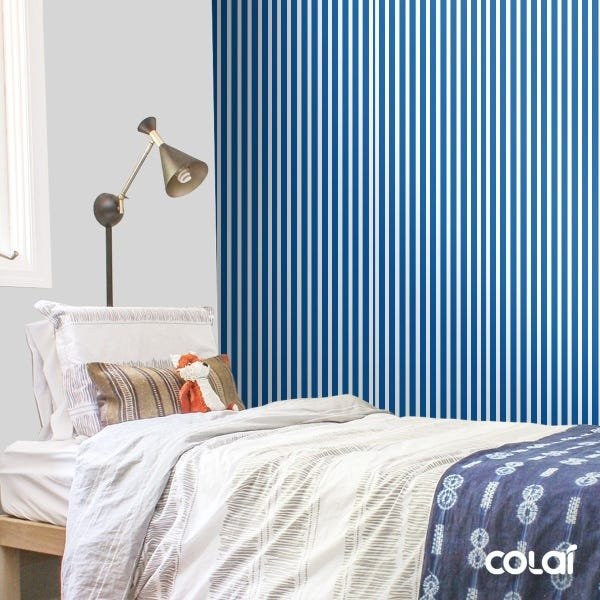 Papel De Parede Adesivo Lavável Listrado Azul Escuro 6m - 3