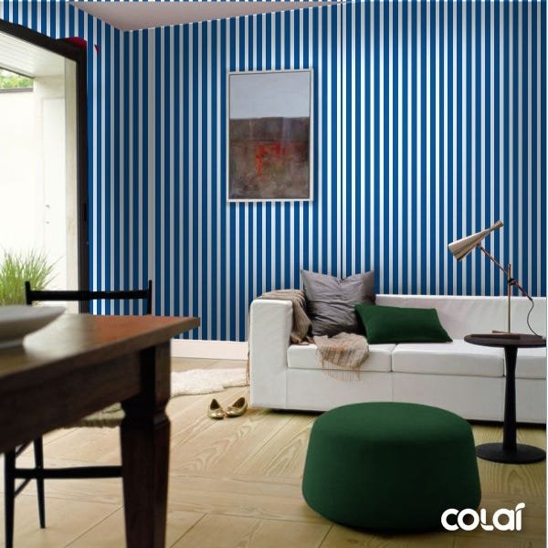 Papel De Parede Adesivo Lavável Listrado Azul Escuro 6m - 4