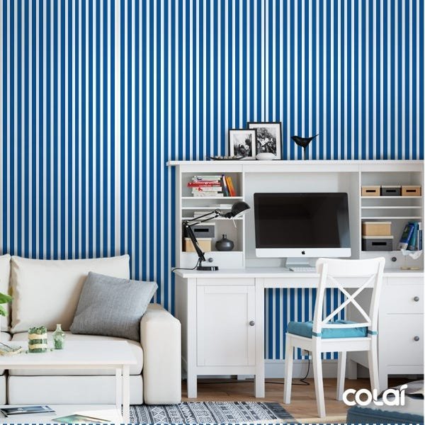Papel De Parede Adesivo Lavável Listrado Azul Escuro 6m - 2
