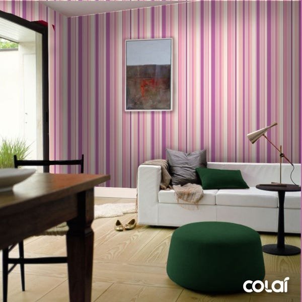 Papel De Parede Adesivo Lavável Listrado Rosa 6m - 4