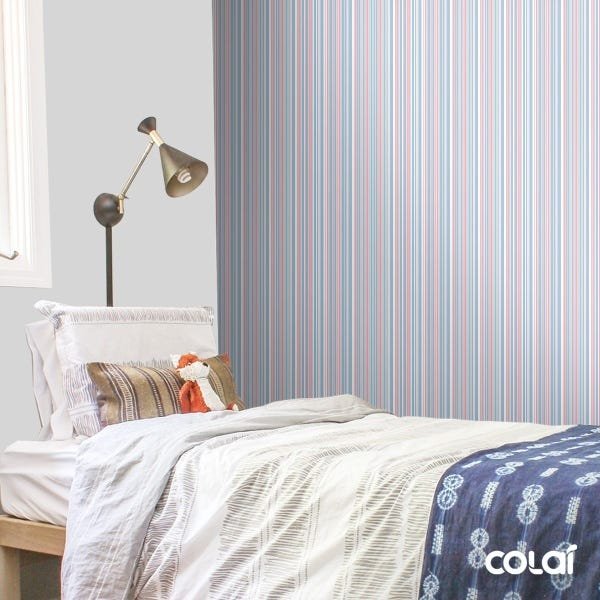 Papel De Parede Adesivo Lavável Listrado Azul E Rosê 9m - 3