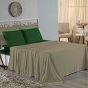 Ver imagem 1 de Jogo Cama Queen Nobre 4 Peças Lençol Elástico 30cm Altura 100% Algodão Avelã Verbanira