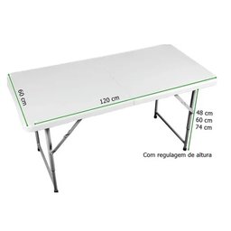 Mesa Dobrável Vira Maleta 120cm Camping Praiapiscina Vonder - 5