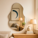 Ver imagem 3 de Espelho Grande Orgânico S/moldura Lapidado Decorativo Quanto Hall 90x60cm Moderno C/ Suporte Parede