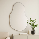 Ver imagem 4 de Espelho Grande Orgânico S/moldura Lapidado Decorativo Quanto Hall 90x60cm Moderno C/ Suporte Parede