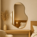 Ver imagem 2 de Espelho Grande Orgânico S/moldura Lapidado Decorativo Quanto Hall 90x60cm Moderno C/ Suporte Parede