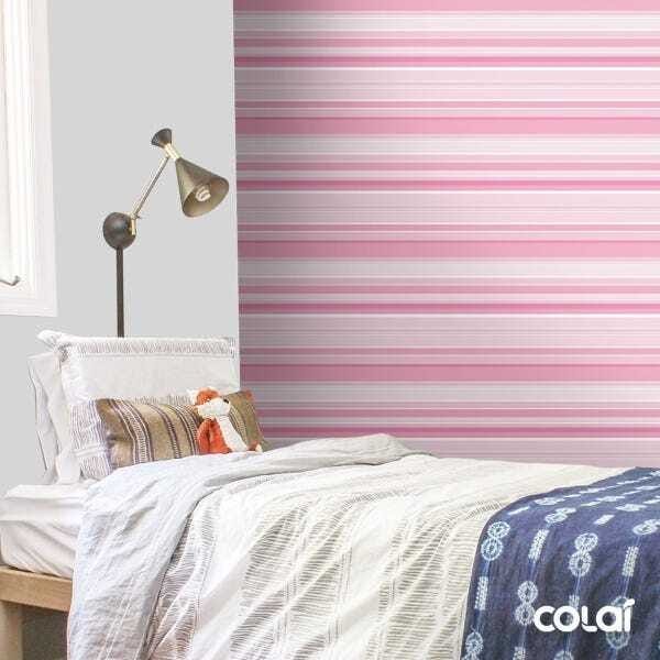 Papel De Parede Adesivo Lavável Listra Horizintal Rosa 12m - 3