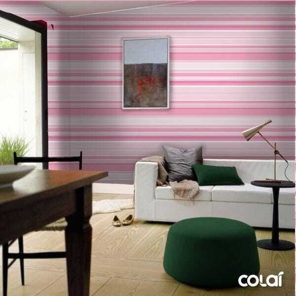Papel De Parede Adesivo Lavável Listra Horizintal Rosa 12m - 4