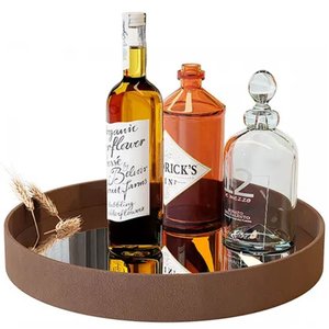 Bandeja Andiroba Luxo Redonda Espelhada Jb Bechara Cor Marrom