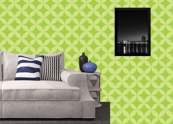 Adesivo de parede Decorativo Abstrato 10 Verde - Rolo com 1 Metro x 0,58cm - 1