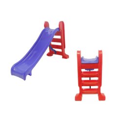 Coleção Quarto Infantil Escorregador Médio 3 Degraus Vermelho com Azul Valentina Brinquedos - 3