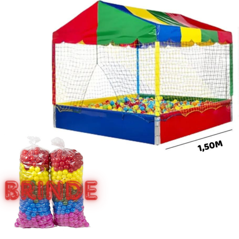 Piscina de Bolinhas Premium - Medidas 1,5m X 1,5m - Acompanha 1.500 Bolinhas Top Coloridas