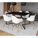 Ver imagem 1 de Mesa Jantar Industrial Preta Retangular 137x90cm Base V Ferro Preto com 6 Poltronas Eames Eiffel Bra