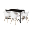 Ver imagem 2 de Mesa Jantar Industrial Preta Retangular 137x90cm Base V Ferro Preto com 6 Poltronas Eames Eiffel Bra