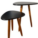Ver imagem 3 de Kit Mesinha de Canto Pé Palito Retrô 37cm e 52cm Pés Madeira:preto