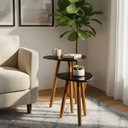 Ver imagem 2 de Kit Mesinha de Canto Pé Palito Retrô 37cm e 52cm Pés Madeira:preto