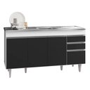 Ver imagem 5 de Armário de Cozinha Modulado de Canto Direito 4 Peças Cp42 com Pia Inox Branco-preto - Lumil