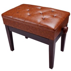 Banqueta,Banco com Porta Livros,Regulagem de Altura,Couro Sintético,Assento 55 Cm X 34 Cm,Luxo,Vermel