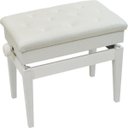 Ver imagem 2 de Banqueta,Banco com Porta Livros,Regulagem de Altura,Couro Sintético,Assento 55 Cm X 34 Cm,Luxo,Branco
