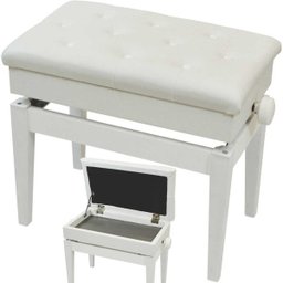 Banqueta,Banco com Porta Livros,Regulagem de Altura,Couro Sintético,Assento 55 Cm X 34 Cm,Luxo,Branco - 7