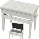Ver imagem 7 de Banqueta,Banco com Porta Livros,Regulagem de Altura,Couro Sintético,Assento 55 Cm X 34 Cm,Luxo,Branco