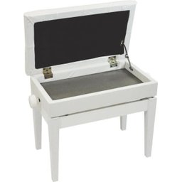 Banqueta,Banco com Porta Livros,Regulagem de Altura,Couro Sintético,Assento 55 Cm X 34 Cm,Luxo,Branco - 4