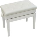 Ver imagem 1 de Banqueta,Banco com Porta Livros,Regulagem de Altura,Couro Sintético,Assento 55 Cm X 34 Cm,Luxo,Branco
