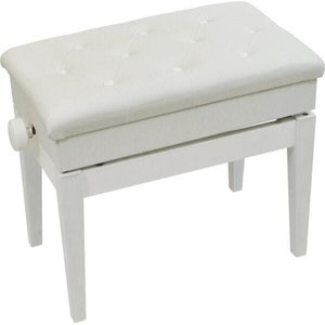 Banqueta,Banco com Porta Livros,Regulagem de Altura,Couro Sintético,Assento 55 Cm X 34 Cm,Luxo,Branco