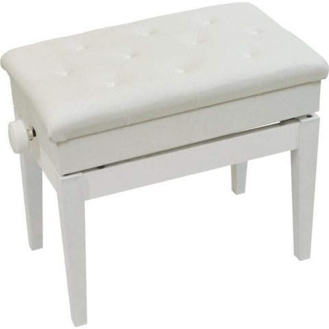 Banqueta,Banco com Porta Livros,Regulagem de Altura,Couro Sintético,Assento 55 Cm X 34 Cm,Luxo,Branco