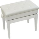 Ver imagem 1 de Banqueta,Banco com Porta Livros,Regulagem de Altura,Couro Sintético,Assento 55 Cm X 34 Cm,Luxo,Branco